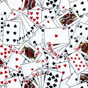 EOB~Tesoros eternos~Jackpot~Cartas~Blanco~Tela de algodón cortada a medida o seleccione largo C1451-WHT