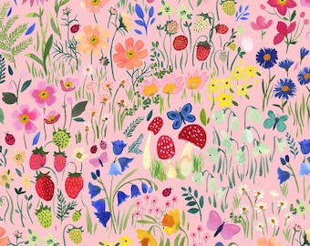 Lewis & Irene Secret Garden Wee Bluebell Secret Garden Petal コットン生地（1ヤードあたりまたは長さを選択）WB001