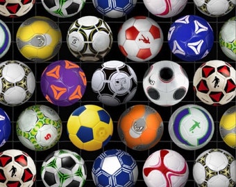Elizabeths Studio~Sports Collection~Soccer Balls~Black~Cotton Fabric by the Yard or Select Length 276E-BLK