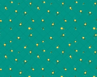 Tessuto di cotone Riley Blake Market Street Flower Grid Teal tagliato su misura o lunghezza selezionata C14128-TEAL