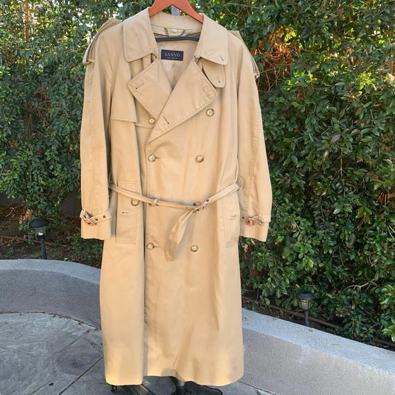 Sanyo Men's Trench Coat Raincoat Overcoat Size R-42 - Gem Sanyo Men's Trench Coat Raincoat Overcoat Size R-42 - Gem