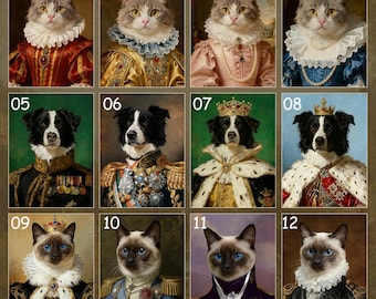 Custom Royal Pet Portrait Paint by Numbers, Premium Custom Paint by Numbers Kit, Personalized Memorial Keepsake, Gift for Pet Lovers