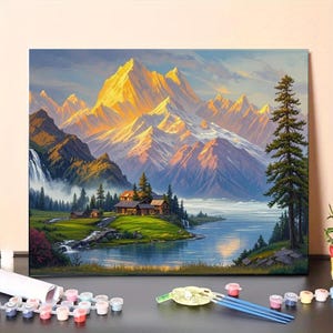 Paint by Numbers for Adults,Shining Mountains And Meadows Painting Kit, Acrylic Painting Set,Landscape Home Wall Art Decor,Handmade Gift