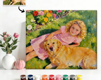 Custom Portraits By Number Kit For Adults, Beginner Pet Painting, Personalized Dog, Cat Portraits Paint by Number, Pet Memorial Art