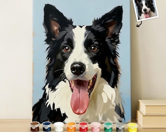 Custom Pet Portraits Using Pet Photo Paint By Number Kit, Personalized Dog Portraits Paint by Number, DIY Paint By Number Pet Lover Gift