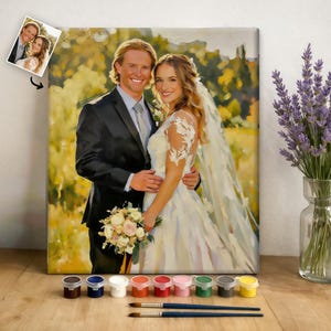 Custom Paint By Number Kit for Adults, Personalized Portraits Painting from Photo, Wedding Couple Gift, Premium Art Kit, Birthday Gift