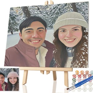 Custom Couple Portrait Paint by Number Kits,Personalized Canvas Wall Art from Photo,Home Decor DIY Gift For Her,Anniversary Gift