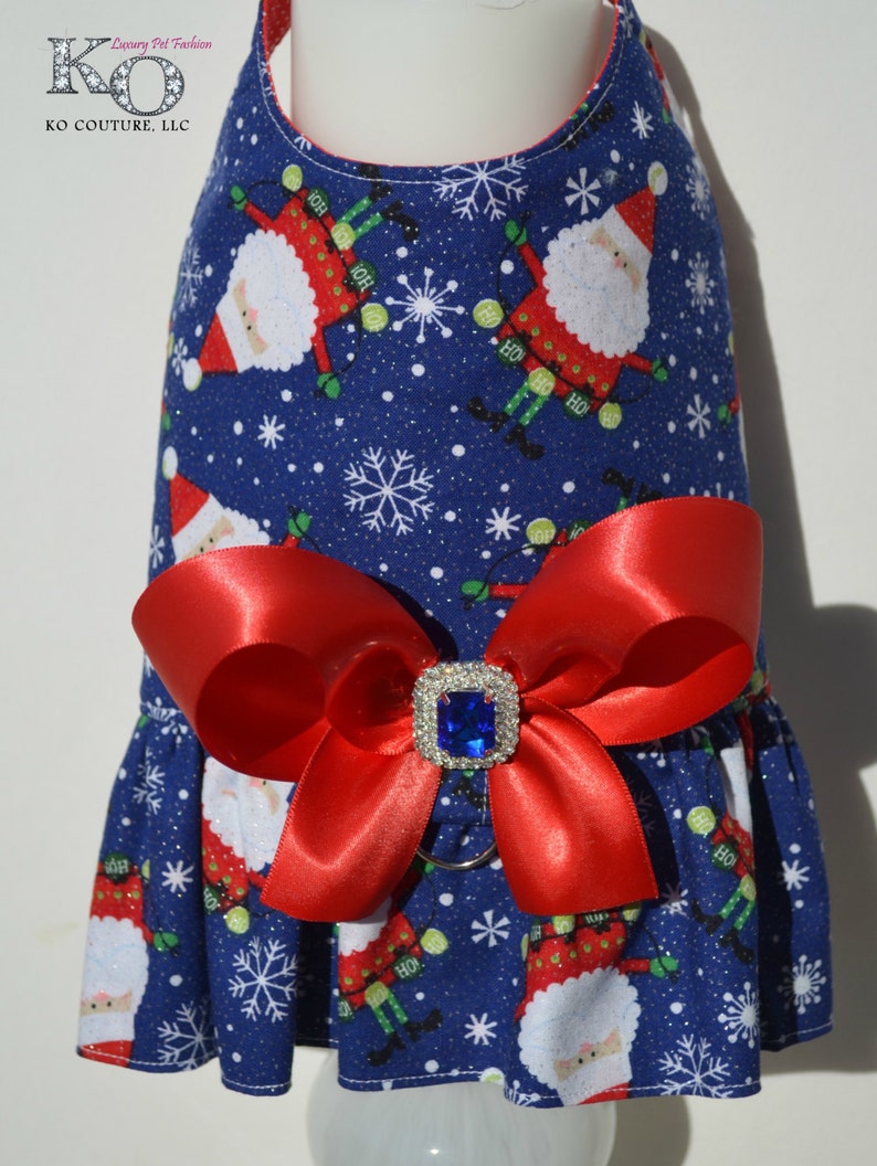 Dog Harness Vest Glitter Santa Bling Bow Harness Winter