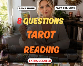 Personalized 8 Question Tarot Reading, Psychic Insight (Digital Delivery)