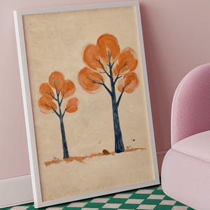 Autumn Tree Art Print, Minimalist Fall Poster, Nature Wall Decor, Simple Tree Illustration, Seasonal Artwork, Modern Wall Art