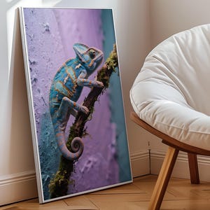 Vibrant Chameleon Art Print, Colorful Reptile Poster, Lizard Wall Decor, Animal Lover Gift, Nature Touch Decor, Exotic Animal Print