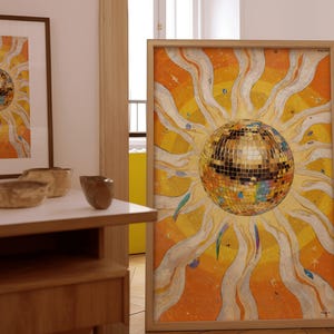Disco Ball Art Large Poster, Poster, Small Poster, Retro Party Decor, Sparkly Wall Art, Abstract Home Decor, Shiny Disco Ball Print