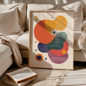 Geometric Abstract Art Print Colorful Wall Decor Home Decor Digital Download Printable Minimalist Shape Orange Yellow Purple Poster