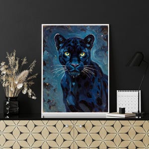 Black Panther Poster, Animal Art Print, Wildlife Decor, Big Cat Portrait, Modern Wall Art, Home Decor