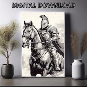 Gladiator Painting | Gladiator Art | Gladiator Poster | Rome Wall Art | Horse Art