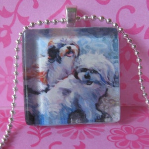 Shih Tzu chien pendentif anges moelleux par Gena Semenov FREE shipping USA image 1