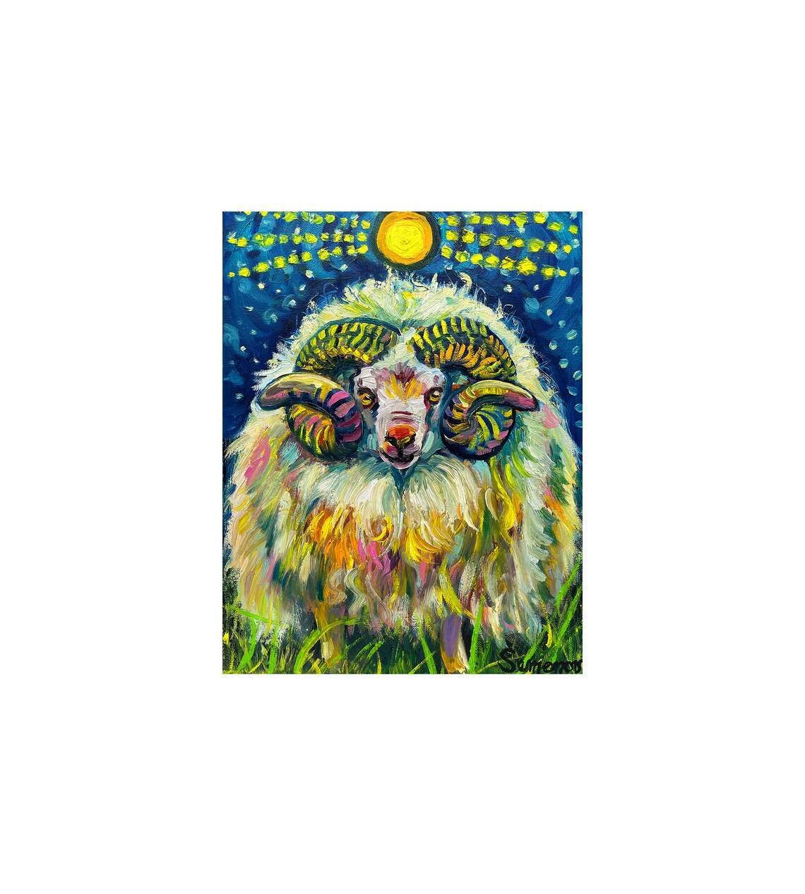 Icelandic Sheep Art Print – Colorful Ram Painting by Gena Semenov - Etsy