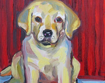 Yellow Lab Puppy (Labrador Retriever) Art Print - FREE shipping USA