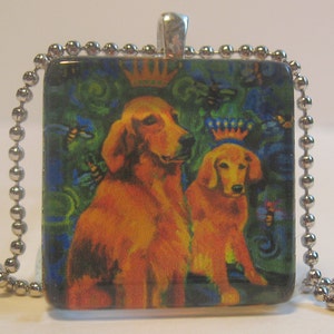 Golden Retriever Busy Bee Glass Pendant by Gena Semenov FREE Shipping USA image 2