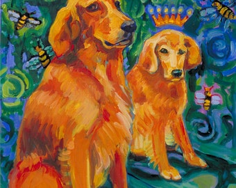 Golden Retriever Art Print (Busy Bee Cafe) par Gena Semenov - FREE shipping USA