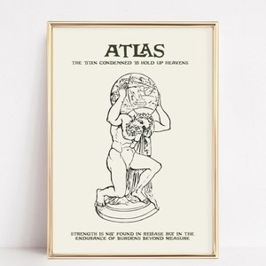 Atlas | Greek Mythology Printable Art | Inspirational Strength Poster | Digital Download Wall Decor | Greek God | Academia Art | History Art