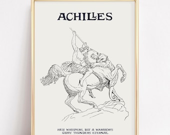 Achille | Art imprimable mythologie grecque | Téléchargement numérique | Art mural héroïque | Décoration de guerrier antique | Impression maison intemporelle