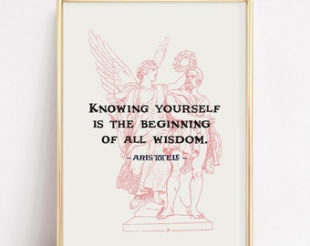 Citation d'Aristote | Se connaître | Philosophie grecque | Téléchargement numérique | Décoration murale Sagesse | Impression mythologique | affiche d'histoire | Dieux