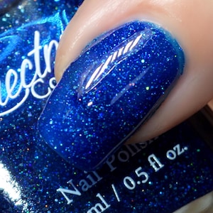 POOL OF TEARS Blue Jelly Nail Polish with Holographic Glitter