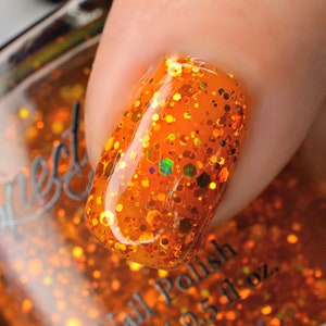 JACK O&#39;LANTERN  Orange Holographic Glitter Nail Polish for Halloween