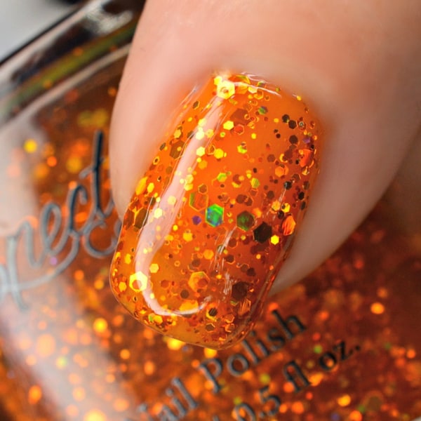 JACK O'LANTERN  Orange Holographic Glitter Nail Polish for Halloween