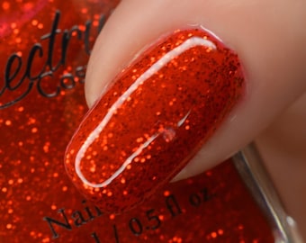 LOVE BITE Red Glitter Nail Polish