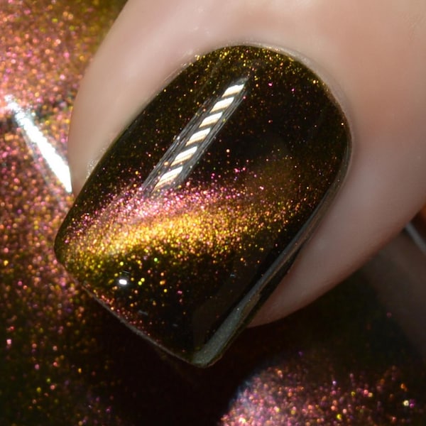 TIGERS EYE Black / Pink Copper / Gold Multichrome Magnetic Nail Polish