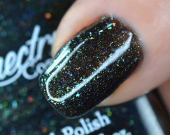 MIDORI Black Shimmer Nail Polish With Holographic Glitter