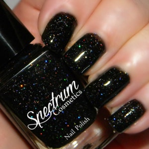 Black Holographic Glitter Nail Polish DARK MATTER image 2