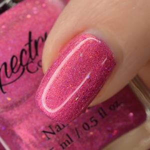 XOXO Pink Holographic Nail Polish Valentines Day