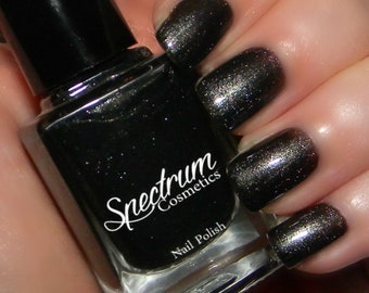 GUNPOWDER Black Nail Polish with Fine Silver Glitter