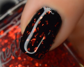 SLAY Metallic Red Glitter Shard Nail Polish Top Coat for Halloween