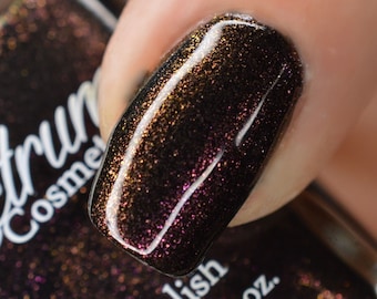 Black Nail Polish with Burgundy to Gold Shifting Shimmer STEROPE