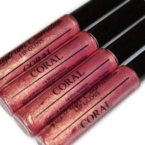 CORAL Lip Gloss with Gold Shimmer image 1