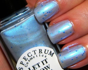 LET IT SNOW Iridescent Light Blue Nail Polish with Blue Glitter