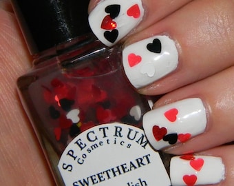 SWEETHEART Nail Polish Glitter Heart Top Coat