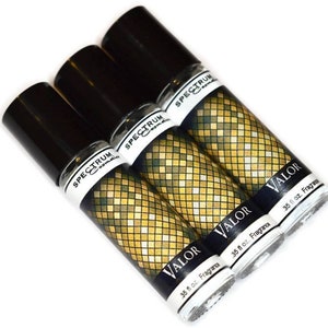 May include: Three black and gold roll-on bottles of fragrance labeled "SPECTRUM" and "VALOR 35 fl oz. Fragrance".