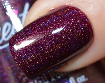 MULBERRY WINE  Holographic  Dark Burgundy Nail Polish