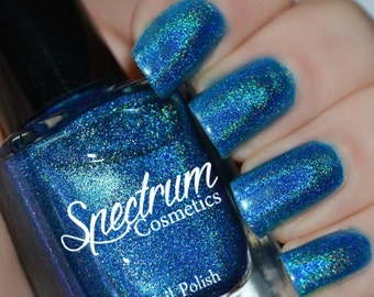 OVER THE RIVER Linear Holographic Blue Nail Polish