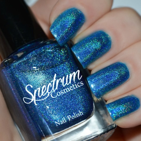 OVER THE RIVER Linear Holographic Blue Nail Polish