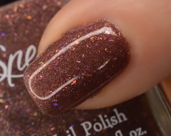 HAIKU Mauve Jelly Nail Polish with Iridescent Shimmer and Holographic Glitter