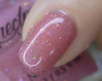 SAKURA Pink Nail Polish with Iridescent and Holographic Glitter