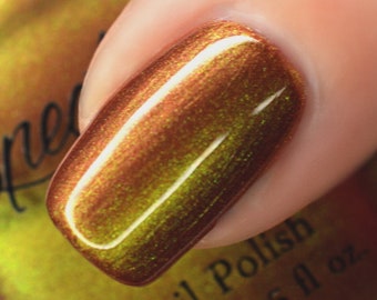 SPICED CIDER Color Shifting Nail Polish Orange Copper to Chartreus Green