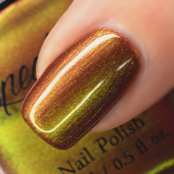 SPICED CIDER Color Shifting Nail Polish Orange Copper to Chartreus Green