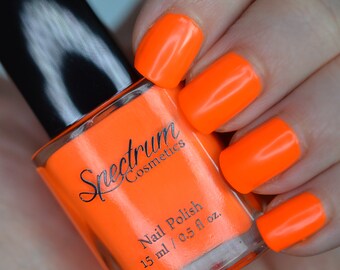picture Square Bright Orange Acrylic Nails neon orange nails etsy